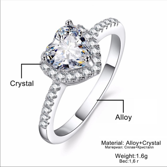 HP NEW Crystal Heart Shaped  zircon Rings - Picture 4 of 5